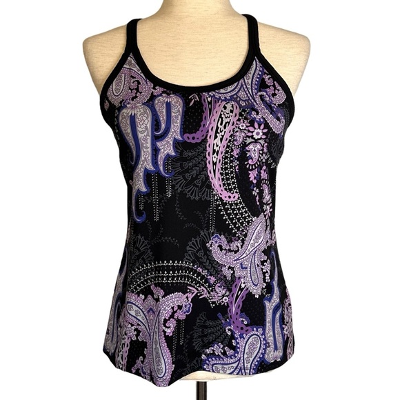 Athleta Purple Pavita‎ Paisley Knot Racerback Tank Top #222002 Size Medium - Picture 1 of 8